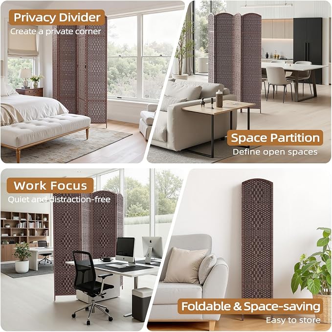 HALLYBEE Room Divider Panel, 4 Panel Partition Room Dividers Screen, Privacy - Image 7