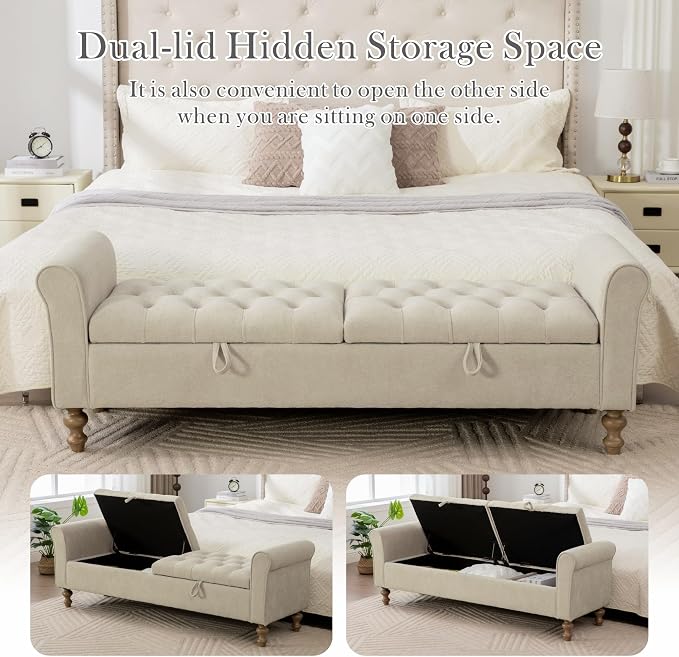 Aoiy & Wifon 65.7" W Large Storage Ottoman Bench, King Size End of Bed Storage - Image 6