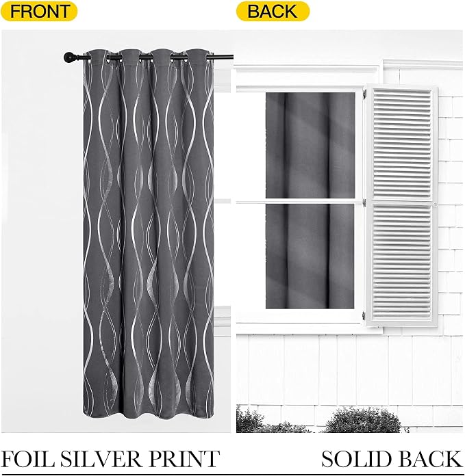 NICETOWN Gray Blackout Curtains 72 inch Long - Image 6