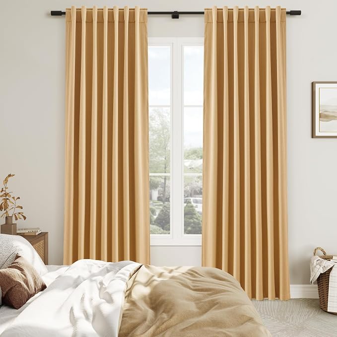 Joywell 100% Blackout Linen Curtains 90 Inch Long - Image 6