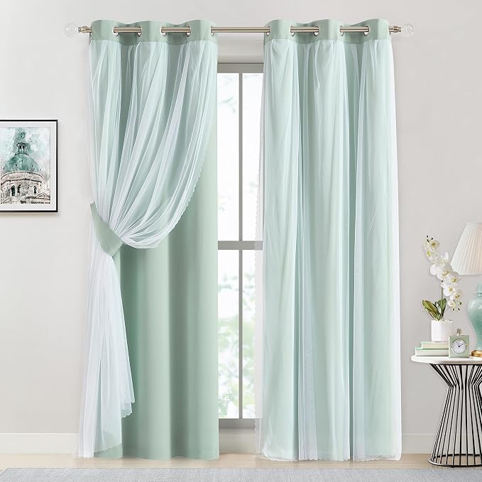 Bujasso Aqua 80% Blackout Curtains by Bujasso