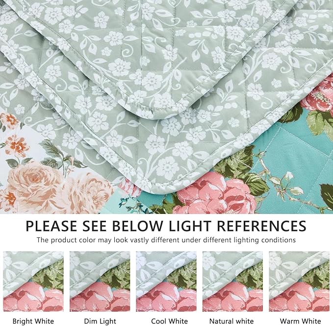 DaisyHuang Oversized King Bedspread, Farmhouse Patchwork Floral Quilt Bedding - Image 7