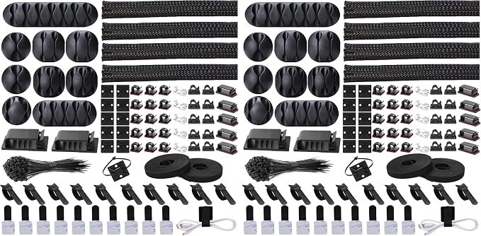 Cord Management Organizer Kit 4 Cable Sleeve split 192PCS Cable Management by N+NOROCME