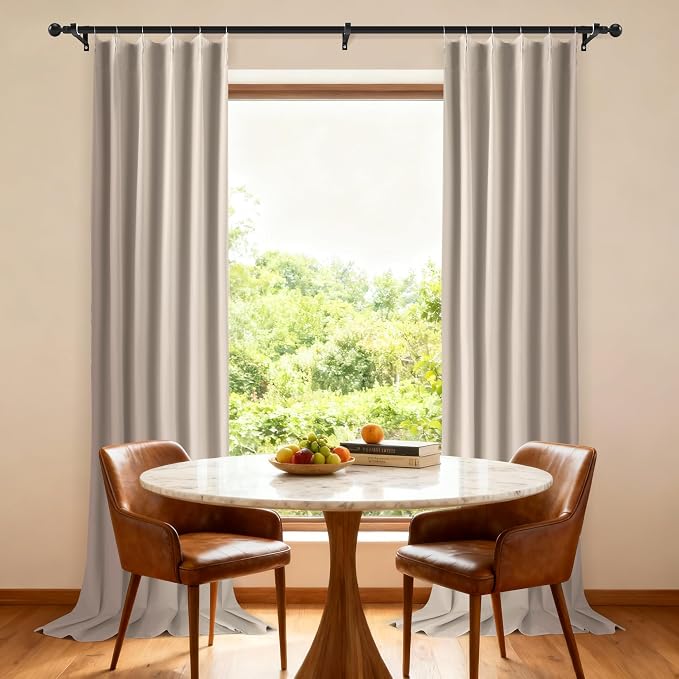 Etherealveil Taupe Pinch Pleated Blackout Curtains 2 Panels 40"x120" | Back Tabs - Image 2