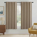 RYB HOME Burlap 100% Blackout Curtains 63 Inch Long by RYBHOME