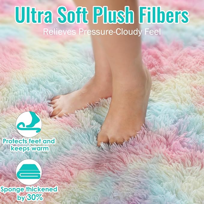 8x10 Rainbow Large Area Rug, Plush Rugs - Image 5