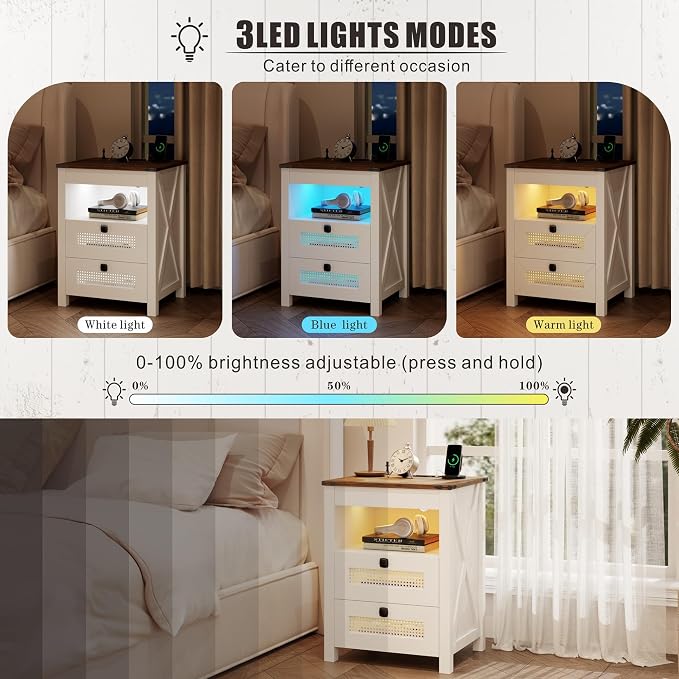 LED Nightstand with Gun Drawer & Charging Station | Human Sensor Lights - Image 4