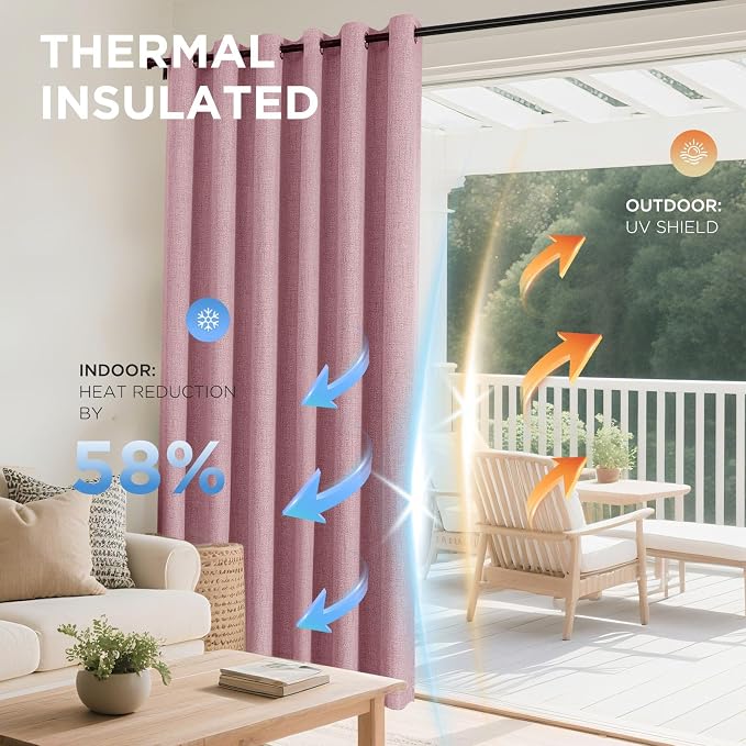 Joydeco Blackout Curtains 108 Inches Long 2 Panels Burg, Room Darkening Curtains - Image 4