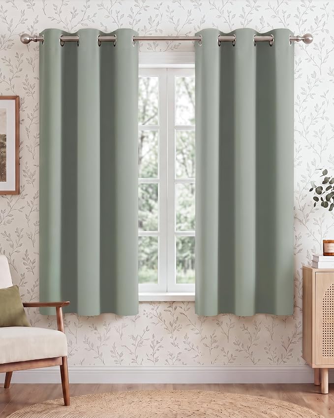 NICETOWN Sage Green Room Darkening Curtains 63 Inches Long 2 Panels by NICETOWN