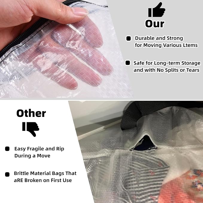 3 Pack Clear Storage Bags with Zipper and Handles, Blanket Bags - Image 5