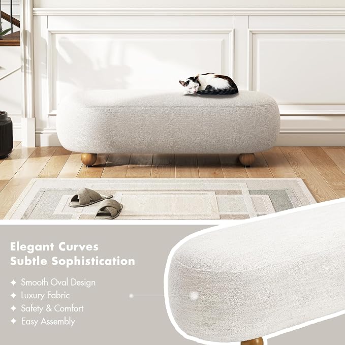 Hyfirm 54" End of Bed Bench, Upholstered Bedroom Ottoman Bench - Image 6