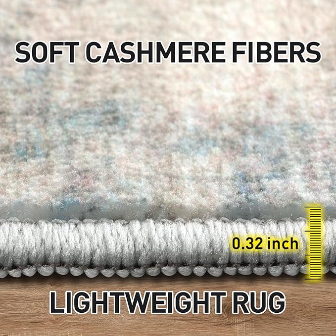 6x9 Area Rugs for Living Room: Washable Abstract Multi Color Badroom Carpet | - Image 6