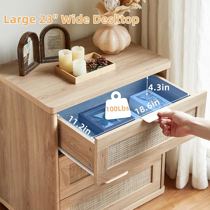 LEYAOYAO Rattan 23" Nightstands Set of 2 - Image 4