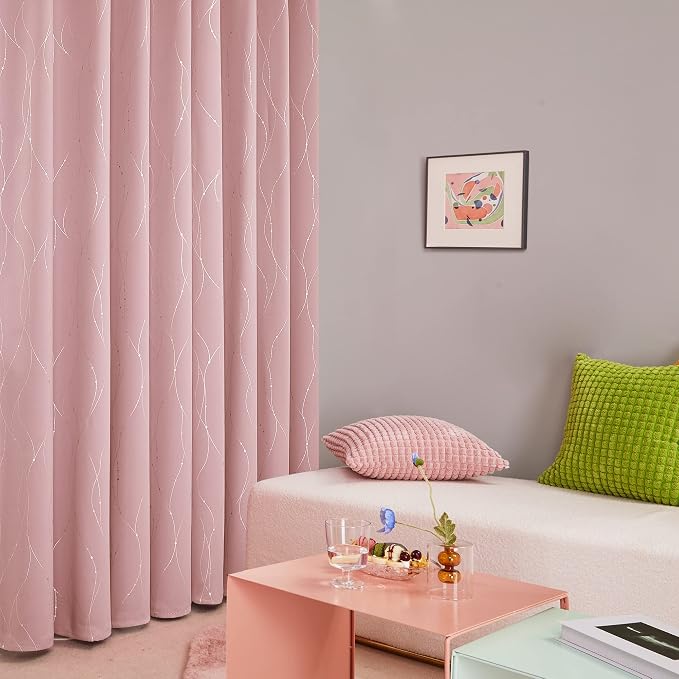 Deconovo Room Darkening Curtains Wave Line - Image 5