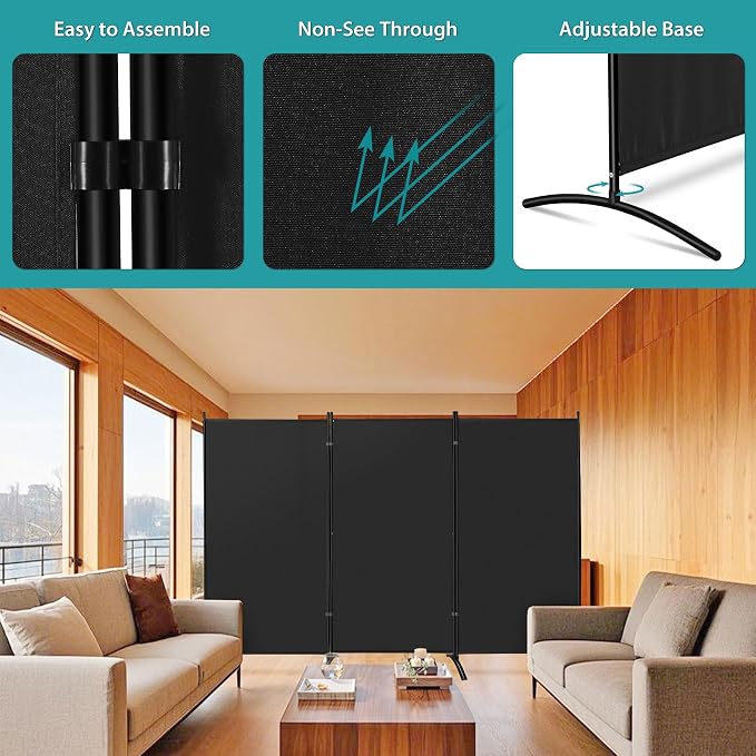 SUPER DEAL Room Divider, 6 Ft Folding Privacy Screens, 3 Panel Portable Room - Image 6