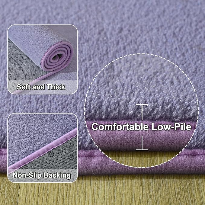 Modern Area Rug for Bedroom Living Room, 4x6 Purple Memory Foam Rug | Thickened - Image 3