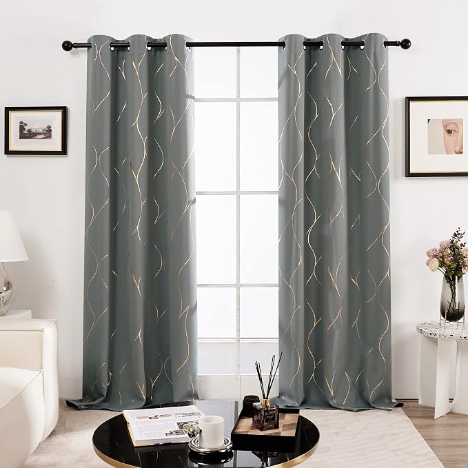 Deconovo Curtains for Living Room, Pattern Blackout Curtains 84 Inches Long | - Image 2