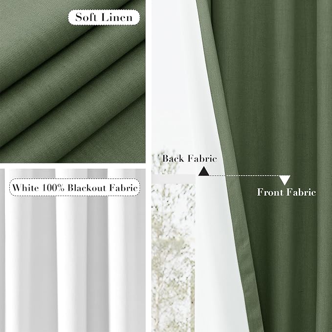 Joywell 100% Blackout Linen Curtains 90 Inch - Image 5