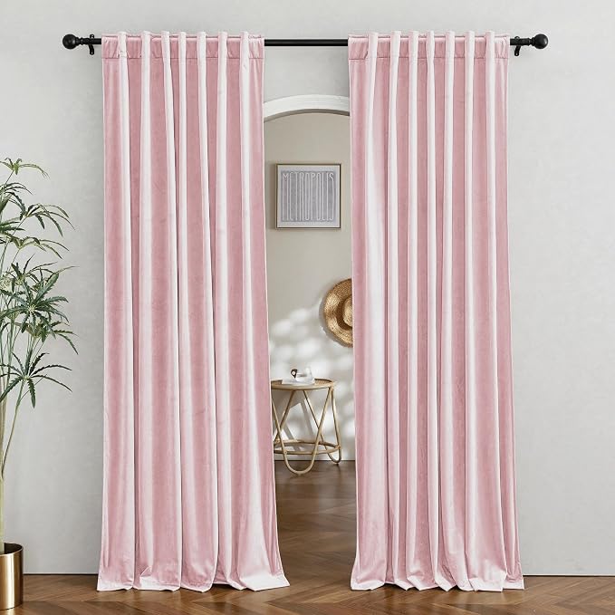 RYB HOME Blush Pink Velvet Curtains by RYBHOME