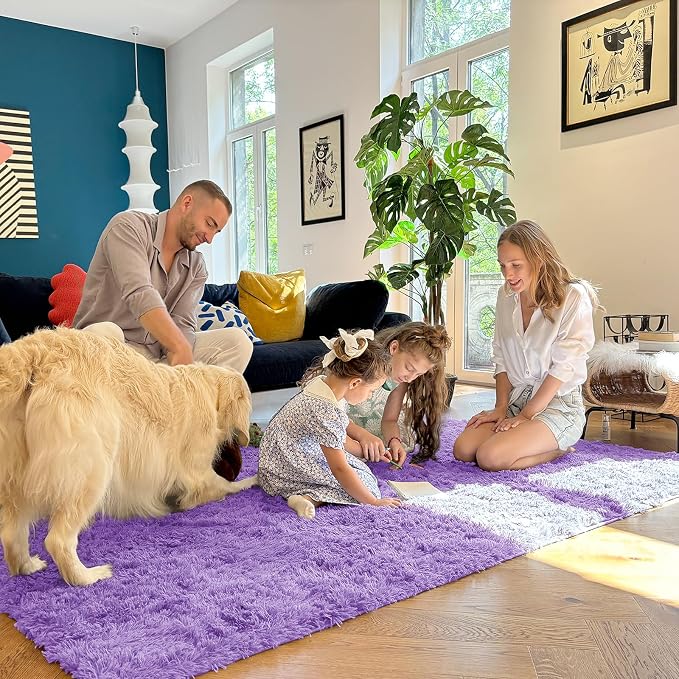 OLANLY 3x5 Machine Washable Small Bedside Rug, Soft Fluffy Shaggy Rugs - Image 8