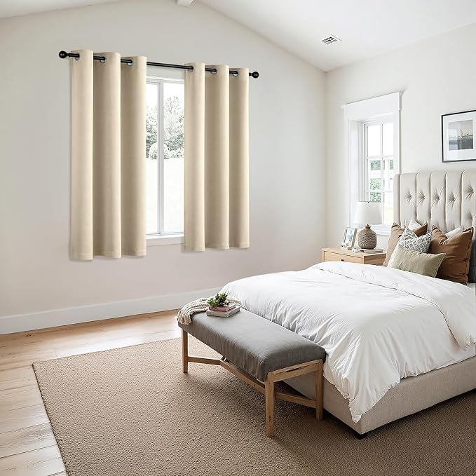 MIULEE Blackout Curtains for Bedroom 2 Panels 29 x 40 Inch Long Cream Beige | - Image 6