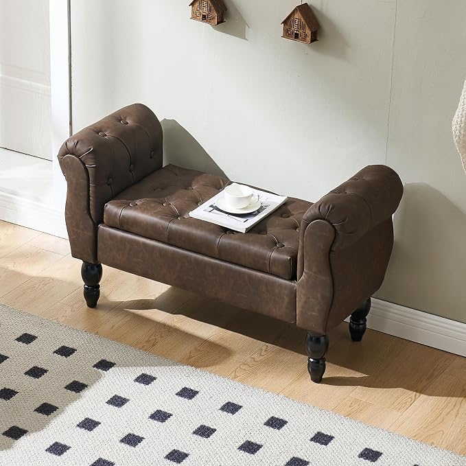 Storage Bench for End of Bed Bedroom, 39.7" Modern Ottoman Bench - Image 3