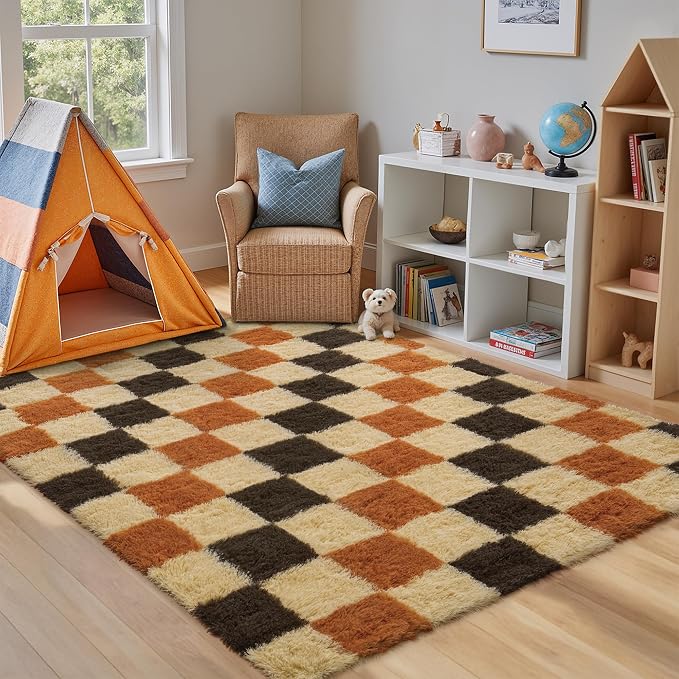 Soft Shag Rug 4x6 for Kids Room High Pile Non-Slip Fluffy Carpet | Machine - Image 3