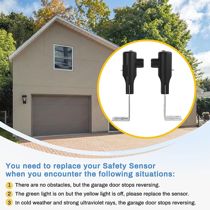 Garage Door Sensors for Genie/Overhead, Garage Door Sensor GSTB-R STB-BL Compatible with Genie/Overhead Garage Door Opener Made After 1993, Item Includes Two Sensors (Receiving&Sending)