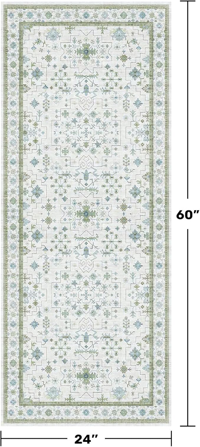 Washable Oushak Bathroom Runner Rug 2x5 - Image 2