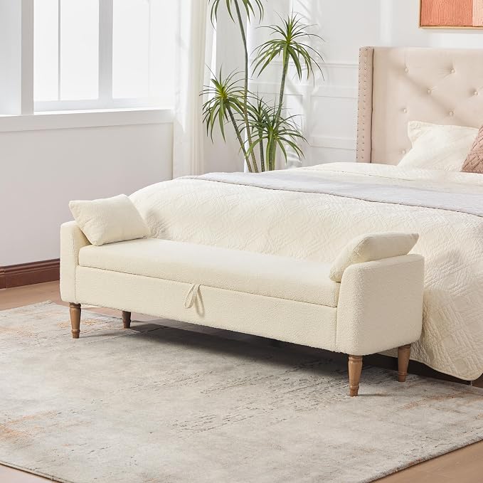66" Modern Upholstered Storage Ottoman, Fashion Bench End Of Bed by Unknown