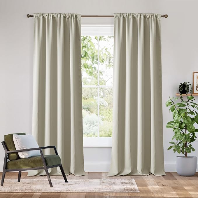 RYB HOME Bedroom Blackout Curtains 80 inches Long, 100% Blackout | Thermal by RYBHOME