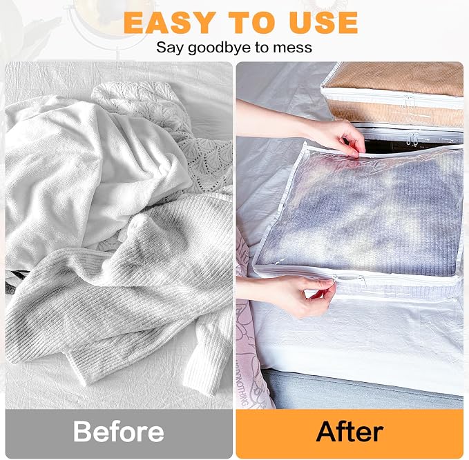 Clear Zippered Plastic Clothes Storage Bags, 6 Pack, Size: 12 x 12 x 4 Inch - Image 5