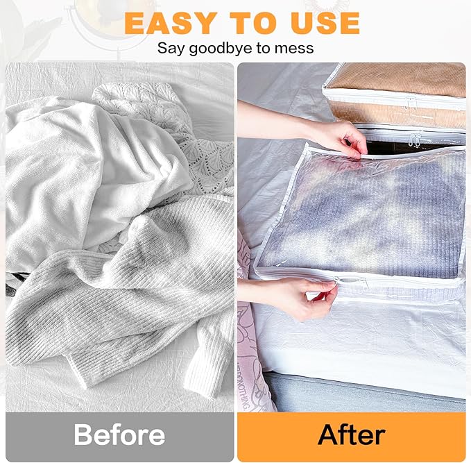 Clear Zippered Plastic Clothes Storage Bags, 6 Pack, Size: 18 x 15 x 9 Inch - Image 5