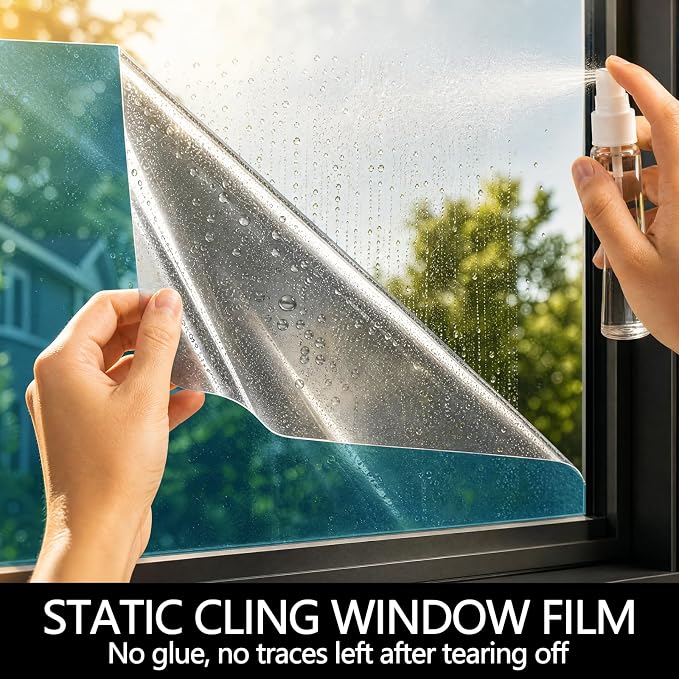 One Way Privacy Window Film Static Cling Mirror Tint 29.5Inx13.1Ft | Heat - Image 5
