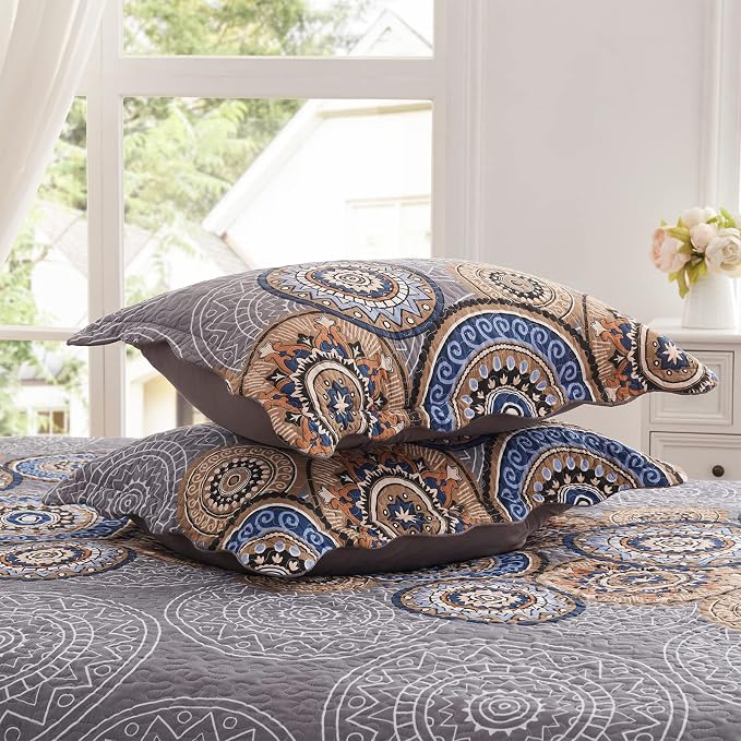 3 Pieces King Size Quilt Set Lightweight Summer Bedspread 98''x106'' Soft - Image 7