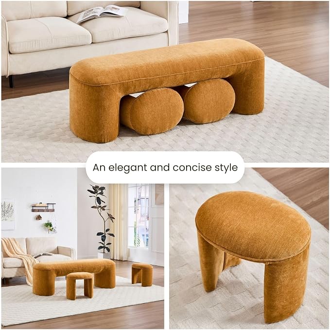 53" Chenille End of Bed Bench Set - Image 7