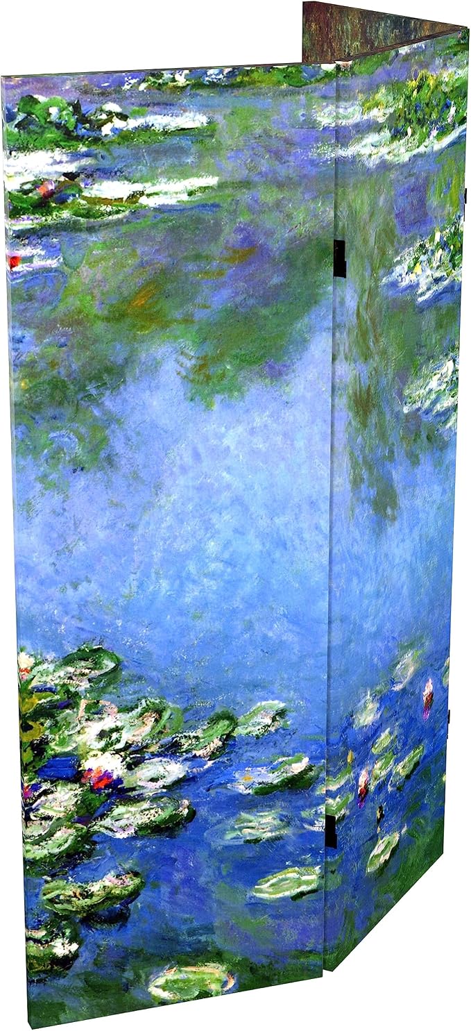 Red Lantern Double Sided Works of Monet Canvas Folding Screen - Image 7