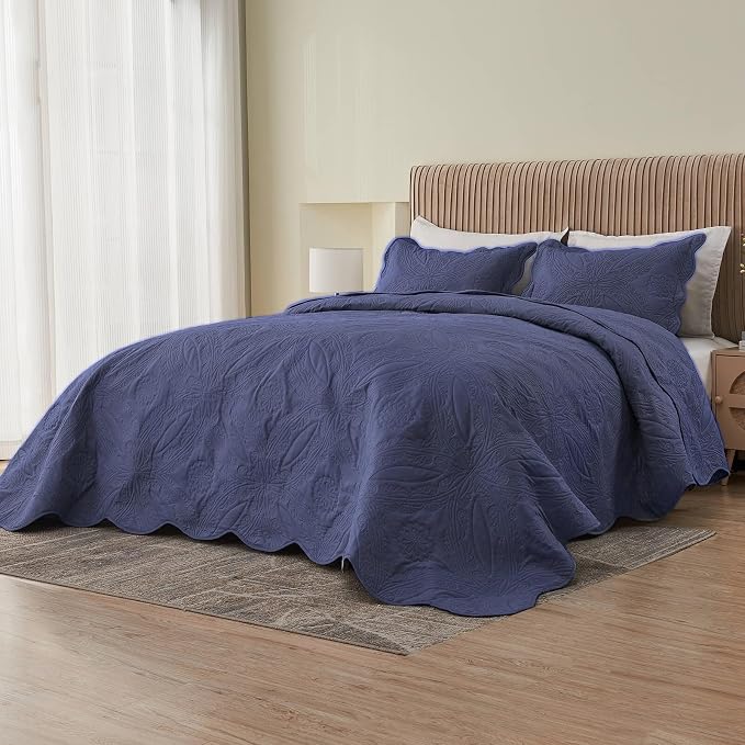 Kingnex King Size Bedspread Soft Lightweight Quilted Coverlet Set 3 Pieces 1 - Image 3