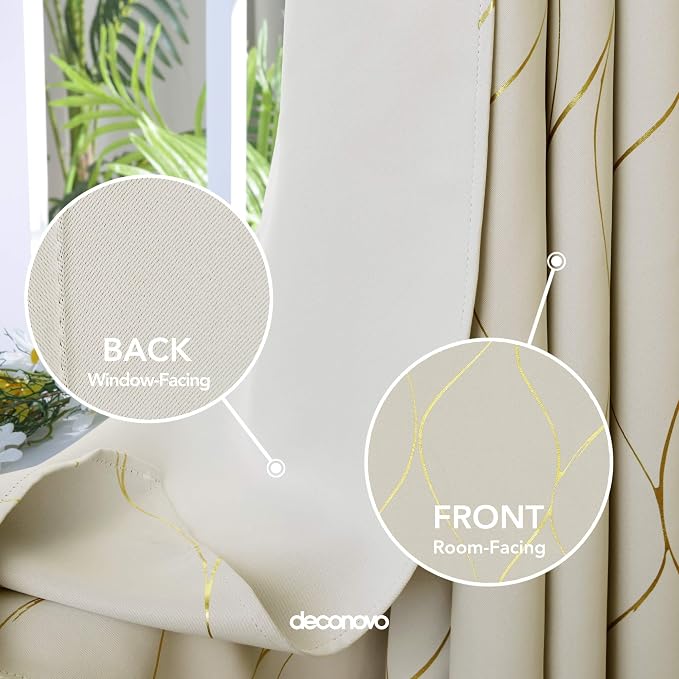 Deconovo Curtains for Living Room, Pattern Blackout Curtains 63 Inches Long | - Image 5