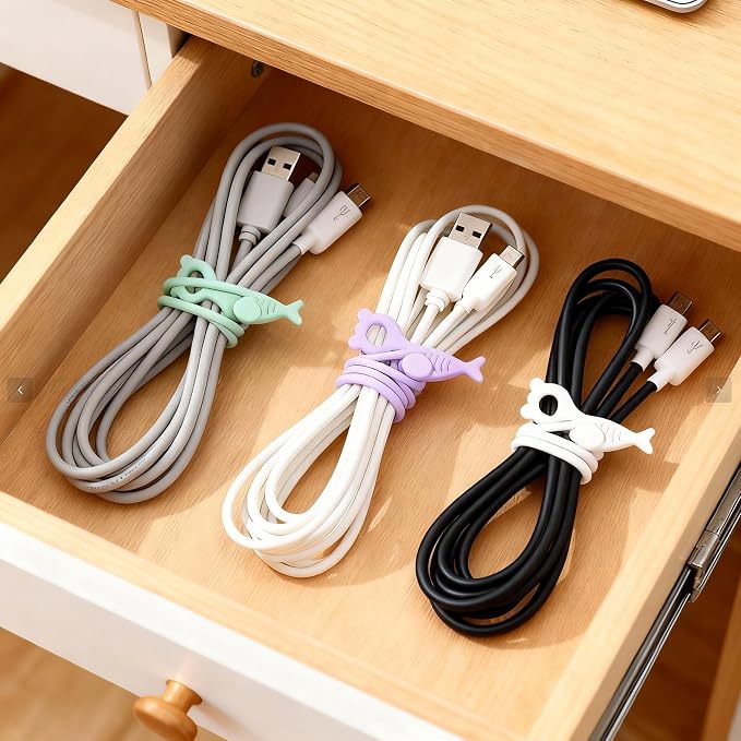 28 Pcs Silicone Cable Ties Reusable, Cable Cord Organizer Straps | 4 Color - Image 2