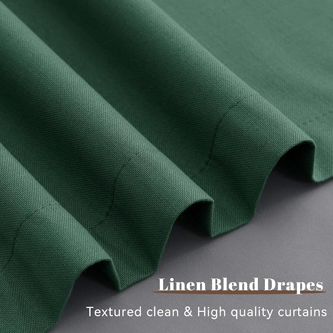 Green Linen 100% Blackout Curtains - Image 8
