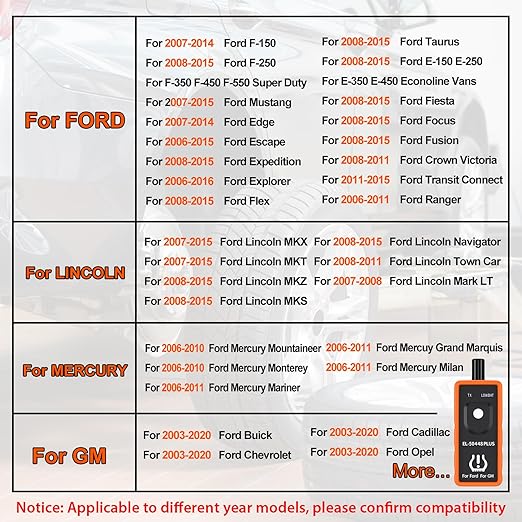 KINGBOLEN EL-50448 Plus TPMS Relearn Tool for Ford for GM Automotive Tire Pressure Monitor Sensor 315/433 MHz Reset Tool, 2 in 1 Relearn Tool for F150 for Lincoln for Buick for Cadillac Vehicle