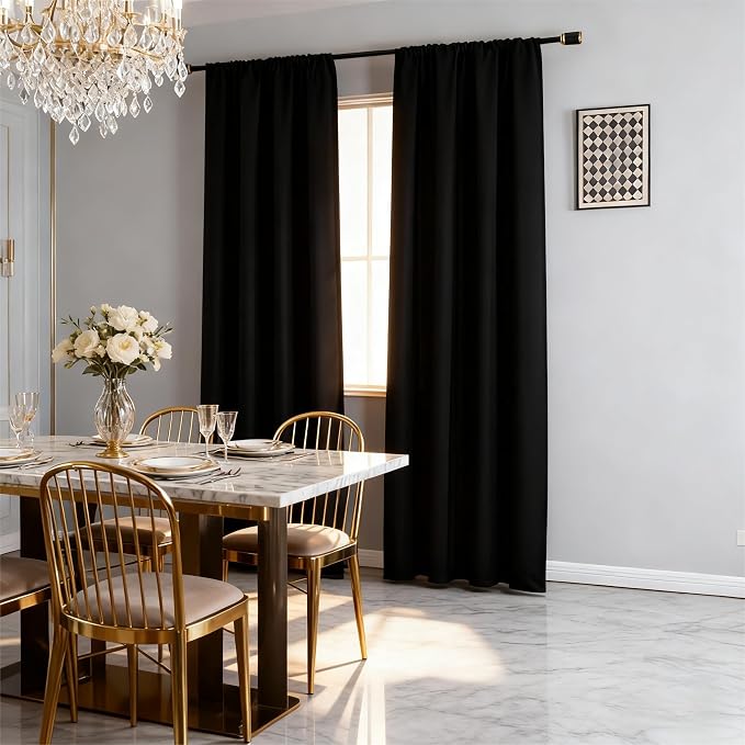 IGEMAEVE Blackout Curtains for Bedroom Rod Pocket Black 52" W x 96" L | Living by IGEMAEVE