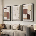 Large 3D Textured Framed Neutral Abstract Wall Art, 3 Piece Modern Minimalist by Cuspin