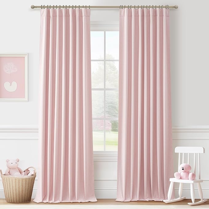 Cute Baby Pink Blackout Curtains 92 Inches Long by QJMYDECO