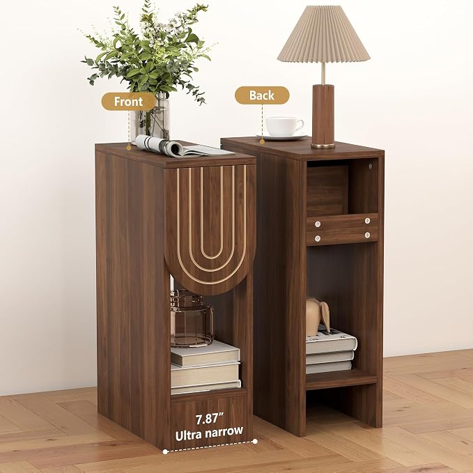 weselon Narrow Nightstand, Mid-Century Modern Bedside Table - Image 7
