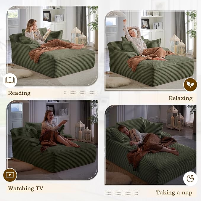Oversized Chaise Lounge Chair Indoor, Comfy Fluffy Cloud Couch, Modern Deep - Image 5