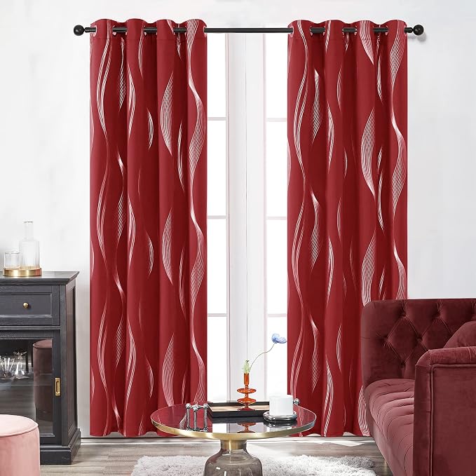 Deconovo Curtains for Living Room, Pattern Blackout Curtains 45 Inches Long | - Image 2