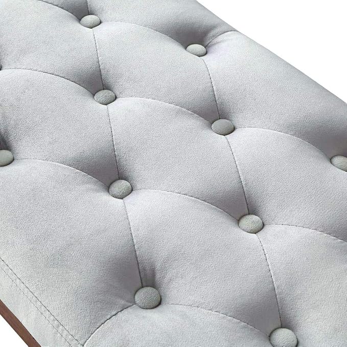 24KF Velvet Upholstered Buttons Tufted Entryway Bench - Image 7