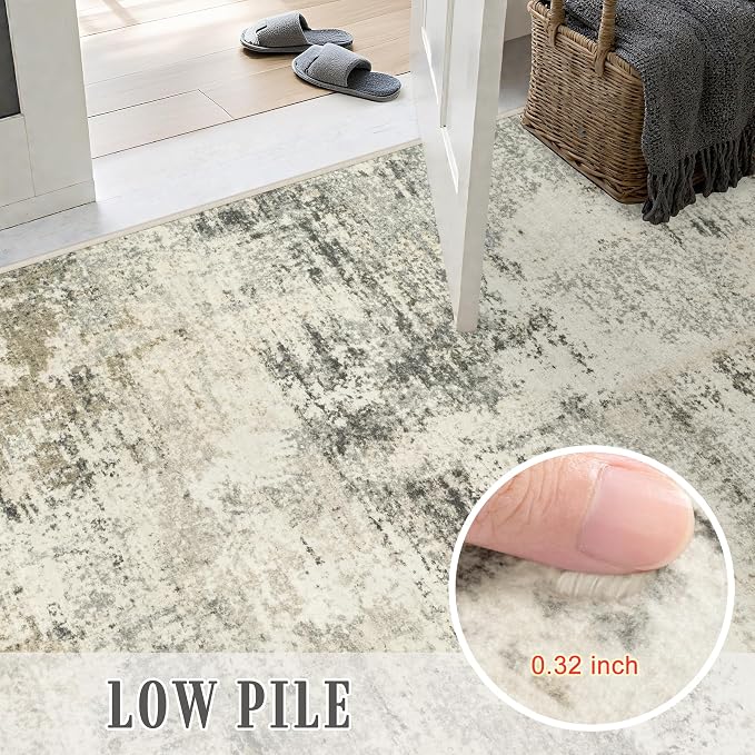 5x7 Area Rug Living Room: Modern Washable Soft Carpet Ash Brown | - Image 8